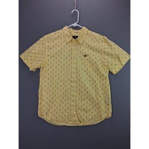 Obey Shirt Mens Medium Yellow Floral Print Short Sleeve Button Up Streetwear M